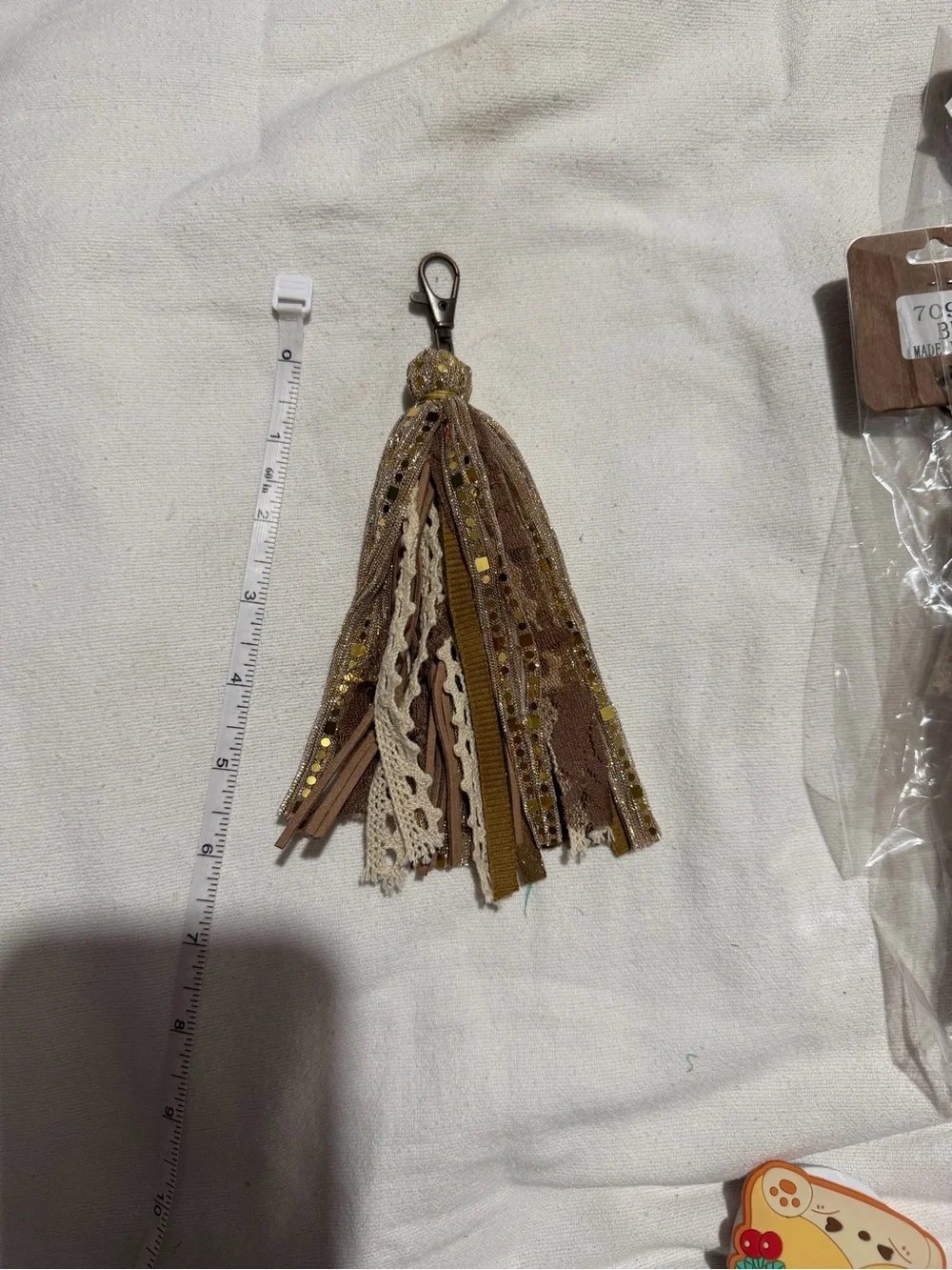 Brown & Gold Tassel Keychain with Hook